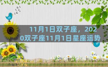 11月1日双子座，2020双子座11月1日星座运势