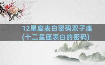 12星座表白密码双子座(十二星座表白的密码)