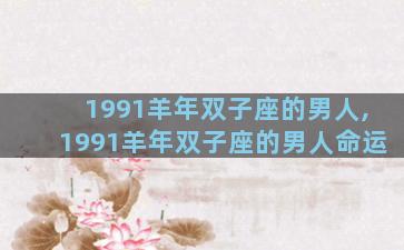 1991羊年双子座的男人,1991羊年双子座的男人命运