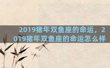 2019猪年双鱼座的命运，2019猪年双鱼座的命运怎么样