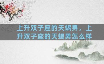 上升双子座的天蝎男，上升双子座的天蝎男怎么样