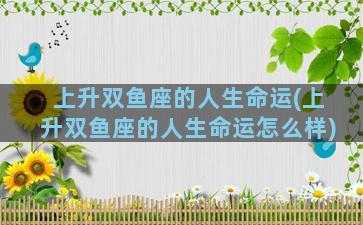 上升双鱼座的人生命运(上升双鱼座的人生命运怎么样)