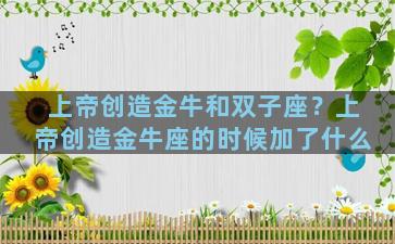 上帝创造金牛和双子座？上帝创造金牛座的时候加了什么