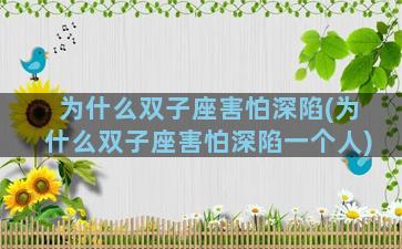 为什么双子座害怕深陷(为什么双子座害怕深陷一个人)