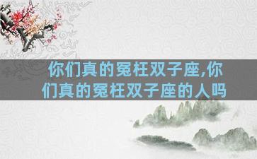 你们真的冤枉双子座,你们真的冤枉双子座的人吗