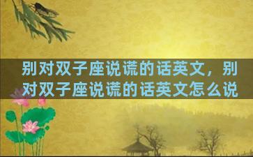 别对双子座说谎的话英文，别对双子座说谎的话英文怎么说