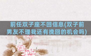 前任双子座不回信息(双子前男友不理我还有挽回的机会吗)