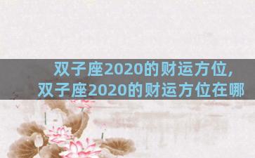 双子座2020的财运方位,双子座2020的财运方位在哪