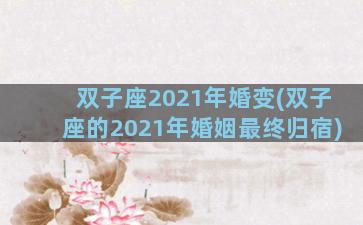 双子座2021年婚变(双子座的2021年婚姻最终归宿)
