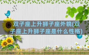 双子座上升狮子座外貌(双子座上升狮子座是什么性格)