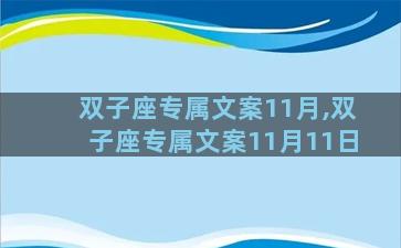 双子座专属文案11月,双子座专属文案11月11日