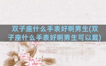 双子座什么手表好啊男生(双子座什么手表好啊男生可以戴)