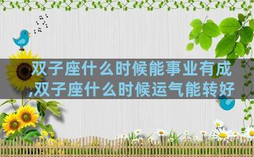 双子座什么时候能事业有成,双子座什么时候运气能转好