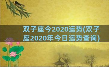 双子座今2020运势(双子座2020年今日运势查询)