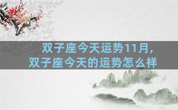 双子座今天运势11月,双子座今天的运势怎么样