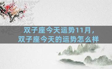 双子座今天运势11月，双子座今天的运势怎么样