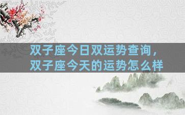 双子座今日双运势查询，双子座今天的运势怎么样
