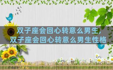 双子座会回心转意么男生,双子座会回心转意么男生性格