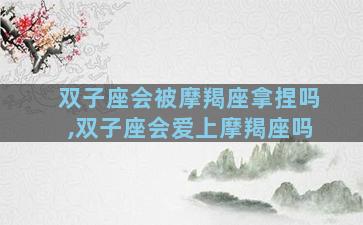 双子座会被摩羯座拿捏吗,双子座会爱上摩羯座吗