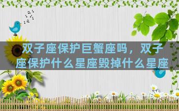 双子座保护巨蟹座吗，双子座保护什么星座毁掉什么星座