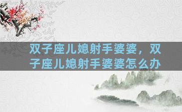 双子座儿媳射手婆婆，双子座儿媳射手婆婆怎么办