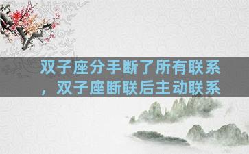 双子座分手断了所有联系，双子座断联后主动联系