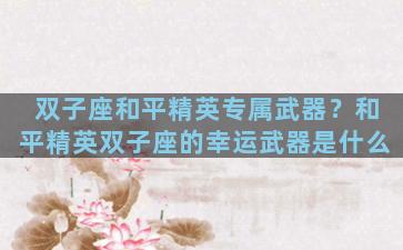 双子座和平精英专属武器？和平精英双子座的幸运武器是什么