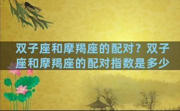 双子座和摩羯座的配对？双子座和摩羯座的配对指数是多少