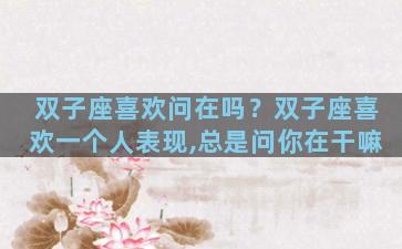 双子座喜欢问在吗？双子座喜欢一个人表现,总是问你在干嘛