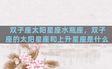 双子座太阳星座水瓶座，双子座的太阳星座和上升星座是什么