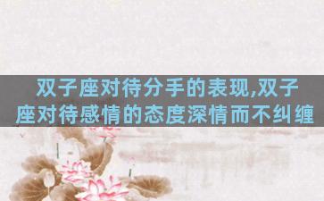 双子座对待分手的表现,双子座对待感情的态度深情而不纠缠