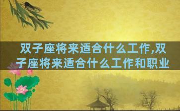 双子座将来适合什么工作,双子座将来适合什么工作和职业