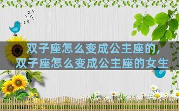 双子座怎么变成公主座的,双子座怎么变成公主座的女生