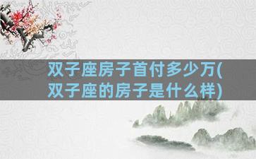 双子座房子首付多少万(双子座的房子是什么样)