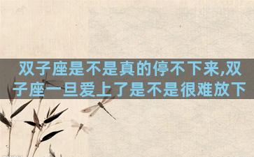 双子座是不是真的停不下来,双子座一旦爱上了是不是很难放下