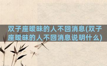 双子座暧昧的人不回消息(双子座暧昧的人不回消息说明什么)