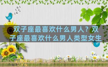 双子座最喜欢什么男人？双子座最喜欢什么男人类型女生