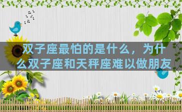 双子座最怕的是什么，为什么双子座和天秤座难以做朋友