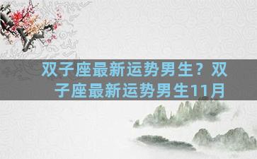双子座最新运势男生？双子座最新运势男生11月