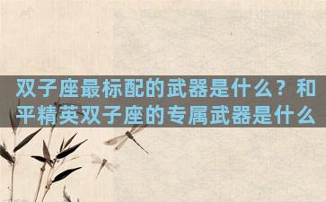双子座最标配的武器是什么？和平精英双子座的专属武器是什么