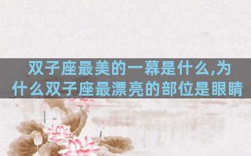 双子座最美的一幕是什么,为什么双子座最漂亮的部位是眼睛