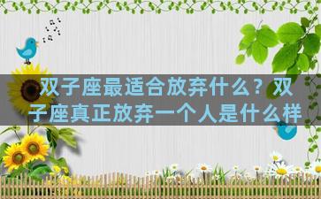 双子座最适合放弃什么？双子座真正放弃一个人是什么样