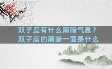 双子座有什么黑暗气息？双子座的黑暗一面是什么