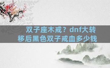 双子座木戒？dnf大转移后黑色双子戒血多少钱
