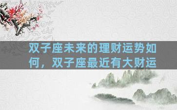 双子座未来的理财运势如何，双子座最近有大财运