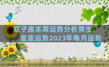 双子座本周运势分析男生，星座运势2023年每月运势