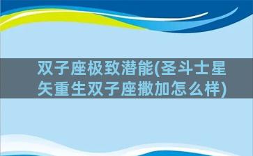 双子座极致潜能(圣斗士星矢重生双子座撒加怎么样)