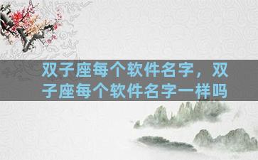 双子座每个软件名字，双子座每个软件名字一样吗