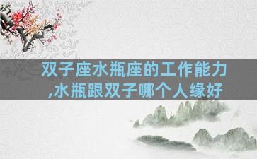 双子座水瓶座的工作能力,水瓶跟双子哪个人缘好