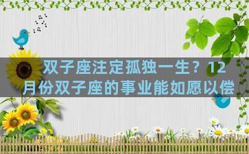 双子座注定孤独一生？12月份双子座的事业能如愿以偿